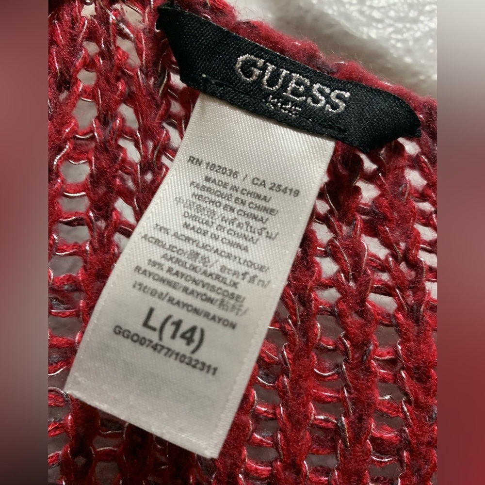 girls sweater L(14)| GUESS kids| dark pink & silver| knit long sleeve - Picture 2 of 5